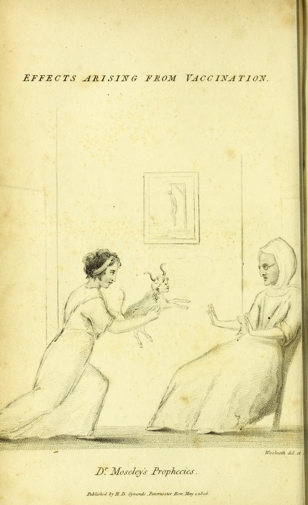 "Dr. Moseley's Prophecies" illustration from Robert John Thornton's Vaccinae Vindica (1806)