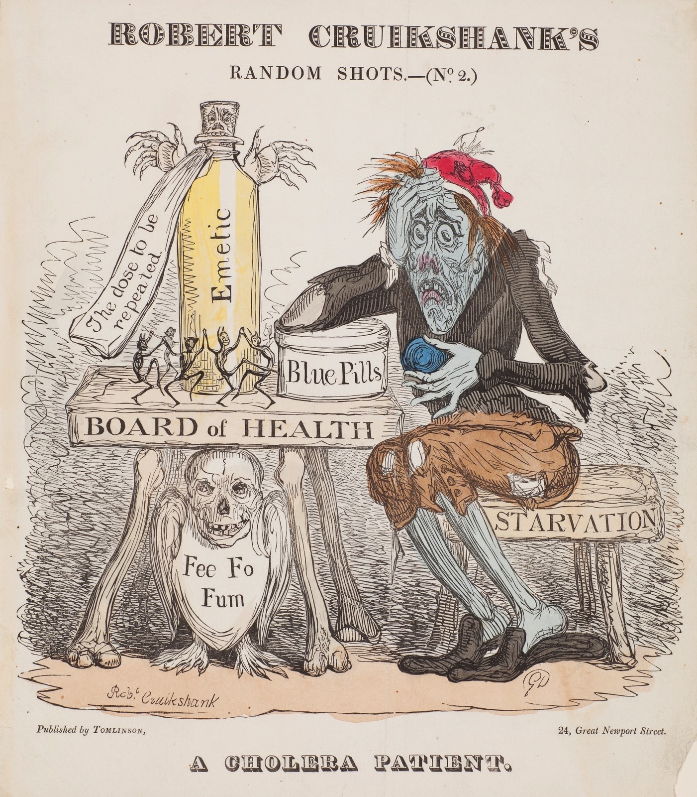 Robert Cruikshank, <i>Random Shots no. 2: A Cholera Patient</i>, (1832), Courtesy of the Harvey Cushing and John Hay Whitney Medical Library